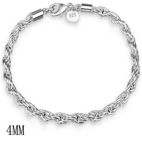 NEW TWISTED 925 STERLING SILVER BRACELET, NICE BRACELET, CUTE BRACELET - Picture 5 of 5